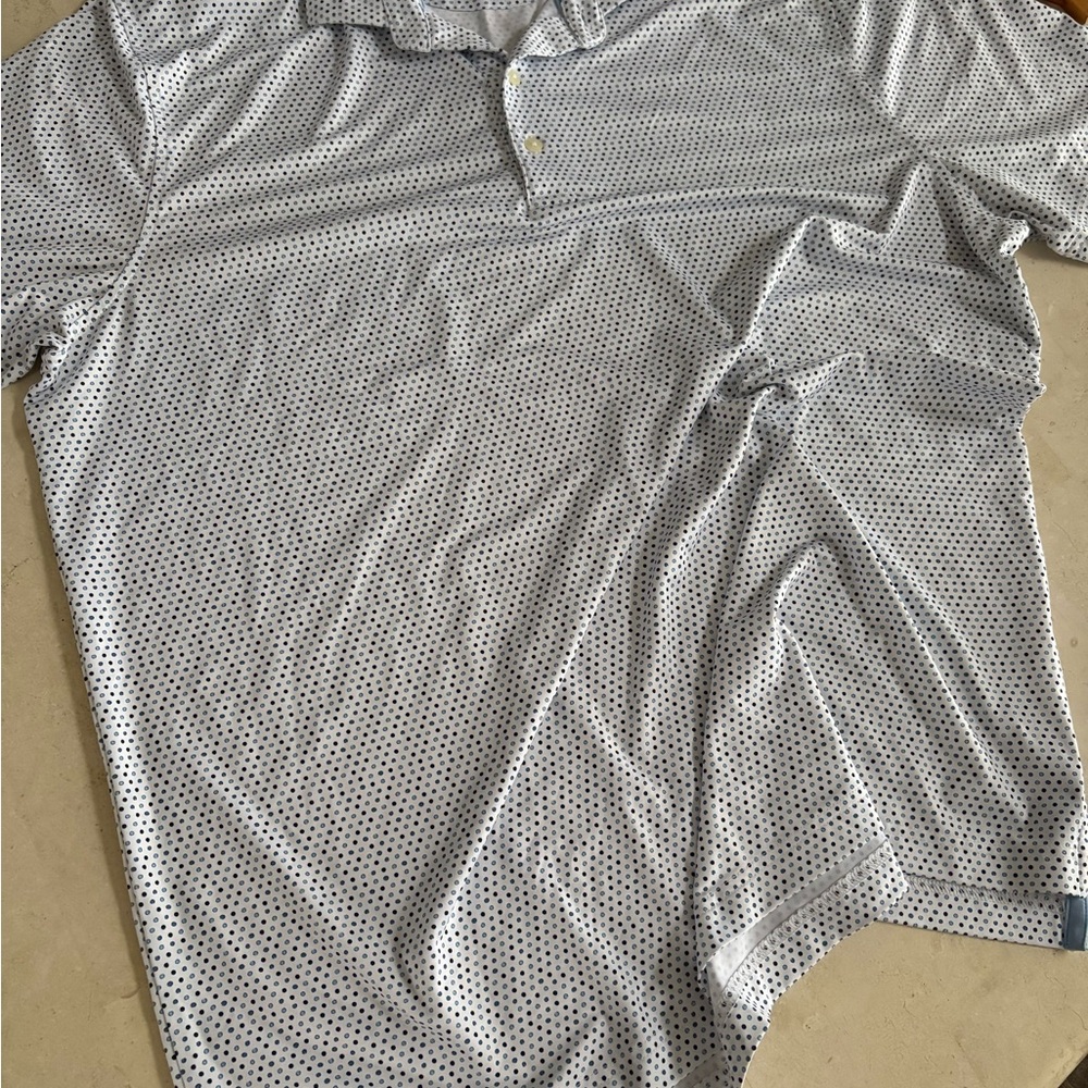 johnnie-O Gray Polo with Black Dots
